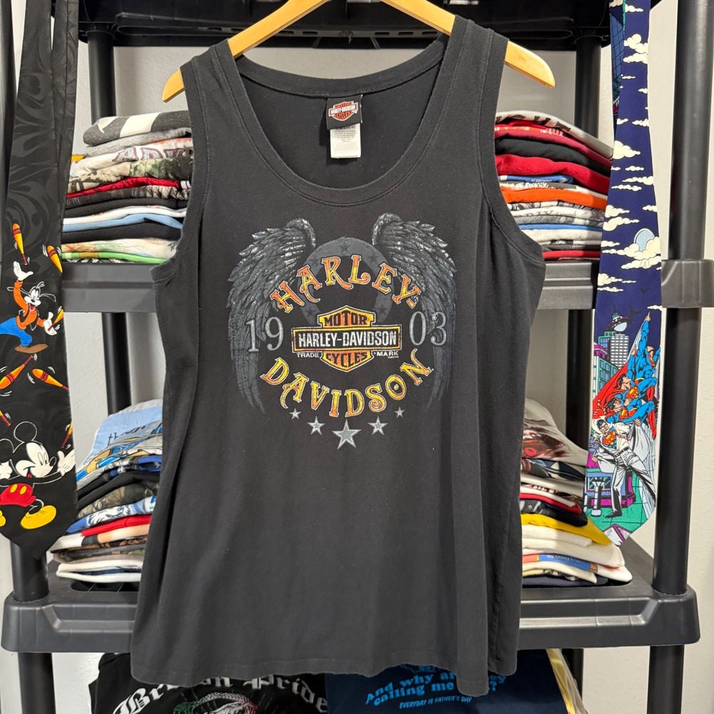Y2K Black Harley Davidson Barnett El Paso Texas Tank Top 2X